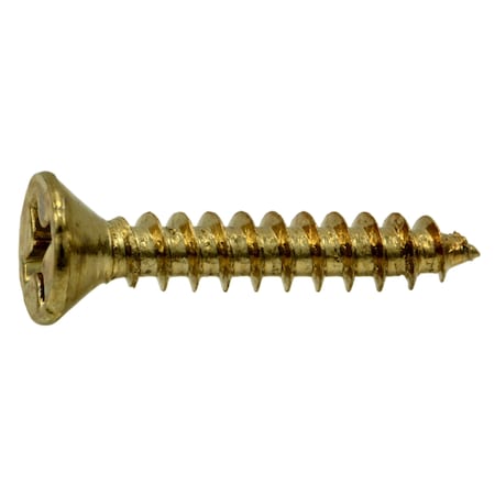 Midwest Fastener Wood Screw, #5, 3/4 in, Plain Brass Flat Head Phillips Drive, 50 PK 69862